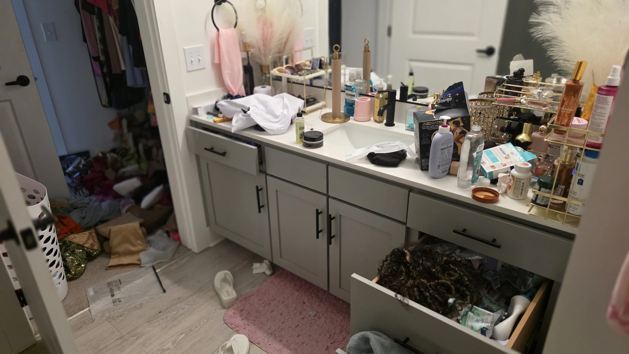 Bathroom scrubbed and disinfected — before cleaning