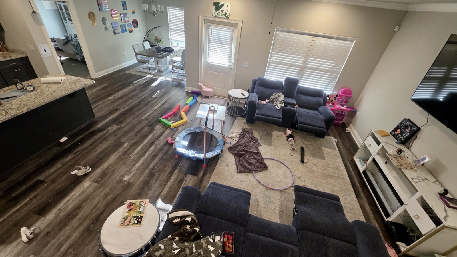 Living room reset and tidied — before cleaning